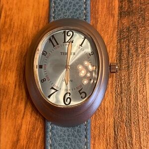 NWT Bijoux Terner Silver/ blue Leather Women's  Watch